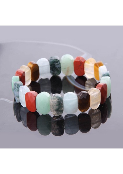 Sertifikalı Akik Aventurin Jasper Akuamarin Kaplan Gözü Dönüşümlü Sitrin 9X14M Doğal Taş Bileklik modelleri