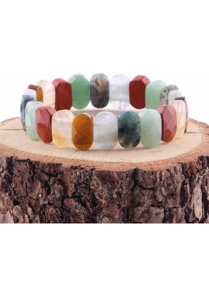 Sertifikalı Akik Aventurin Jasper Akuamarin Kaplan Gözü Dönüşümlü Sitrin 9X14M Doğal Taş Bileklik fırsatları