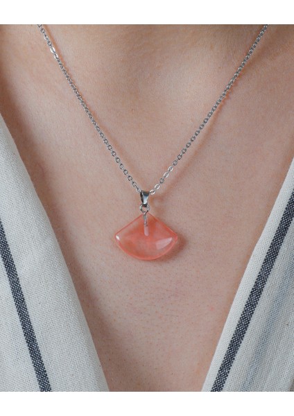 Doğal Taş Gül Kuvars Kayık Model Kolye Ucu fiyatları