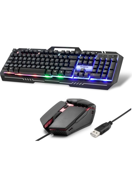 HD865 Oyuncu Klavye Mouse Seti-Rgb Oyuncu Klavye Mouse-Işıklı Oyuncu Metal Dayanıklı Klavye