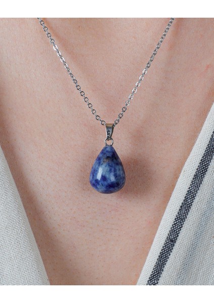 Doğal Taş Sodalit Armut Model Kolye Ucu fiyatları