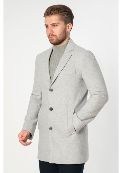 Slim Fit Gri Pamuklu Kaban Erkekler İçin Uzun Kol Düz Desenli modelleri