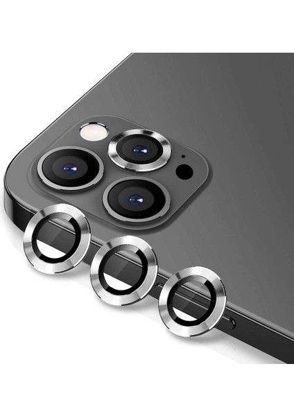 iPhone 12 Pro Kamera Lens Koruyucu Cam Metal Kenarlı 3lü Set