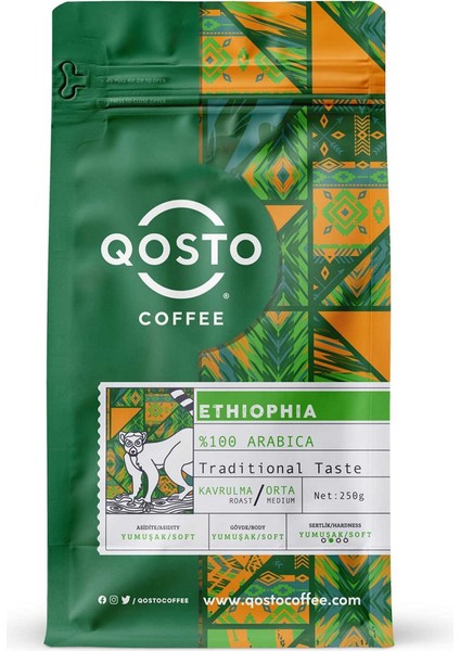 Etiyopya Sidamo Yöresel Kavrulmuş Filtre Kahve Çekirdeği 250 gr