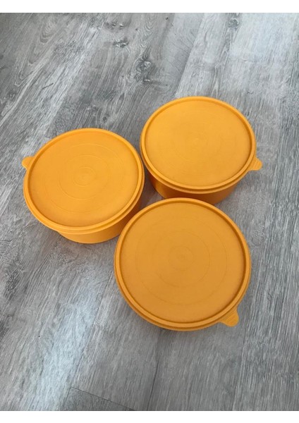 Bonbon Kaplar Renkli Saklama Kabı 3'lü Set 600 ml Silikon Kapak