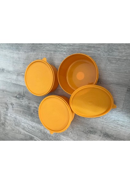 Bonbon Kaplar Renkli Saklama Kabı 3'lü Set 600 ml Silikon Kapak