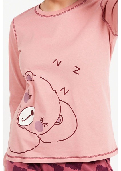 2981 Bear Pembe Kadın Uzun Kol Pijama Takım indirimleri