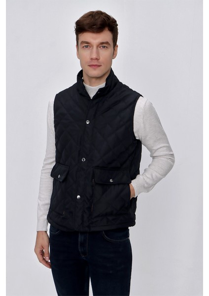 Erkek Lacivert Dewspo Dynamic Fit Rahat Kesim Cepli Yelek
