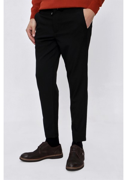 Erkek Siyah Slim Fit Lastikli Spor Pantolon modelleri