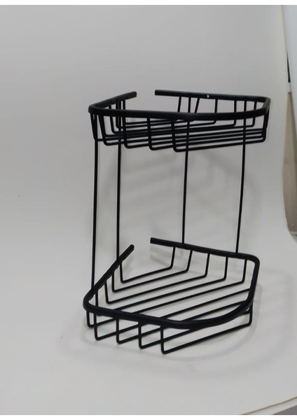 Alüminyum Banyo Rafı 2 Katlı Raf - Duşakabin Şampuanlık Siyah Banyo Köşe Rafı fırsatları