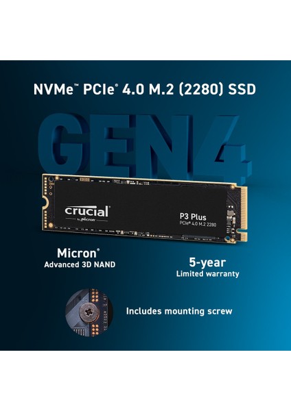 P3 Plus 1TB  3D NAND GEN4 NVMe PCIe M.2 SSD (5000-3600 MB/s) CT1000P3PSSD8