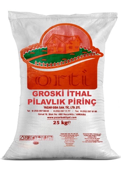 Ucuz Groski Ithal Pilavlık Pirinç 25 Kg.