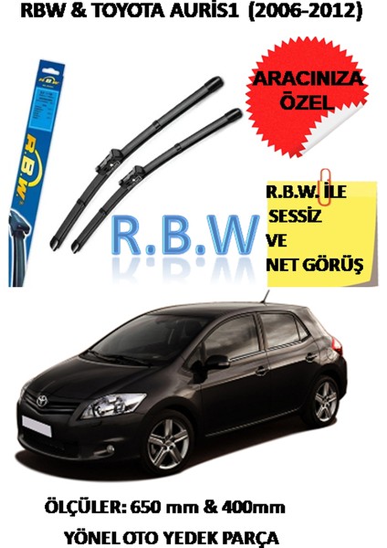 Toyota Auris 1 (2006-2012) Hybrid Tip Kancalı Araca Özel Silecek Seti