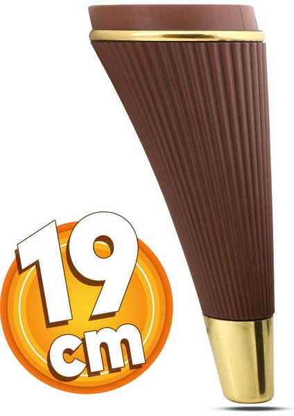 Iron Lüks Mobilya Kanepe Sehpa Tv Ünitesi Koltuk Ayağı 19 cm Ahşap Desenli Gold Baza Ayakları