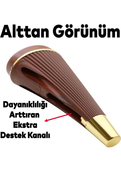 Iron Lüks Mobilya Kanepe Sehpa Tv Ünitesi Koltuk Ayağı 19 cm Ahşap Desenli Gold Baza Ayakları