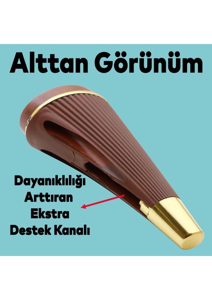 Iron Lüks Mobilya Kanepe Sehpa Tv Ünitesi Koltuk Ayağı 19 cm Ahşap Desenli Gold Baza Ayakları