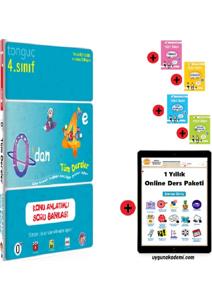 Tonguç Akademi 4. Sınıf 0 Dan 4 E - Sadık Uygun Projeyayınları Türkçe Matematik Fen Bilimleri Sosyal Bilgiler Test Ödev Soru Bankası Seti - 1 Yıllık Online Ders Paketi