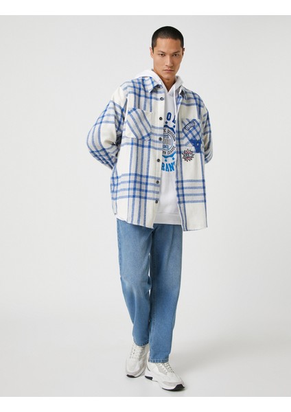 Ekoseli Kolej Gömlek Ceket İşlemeli Cep Detaylı Klasik Yaka fiyatları