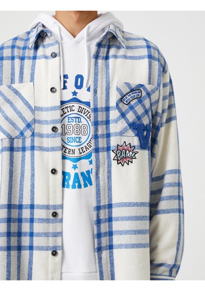 Ekoseli Kolej Gömlek Ceket İşlemeli Cep Detaylı Klasik Yaka indirimleri