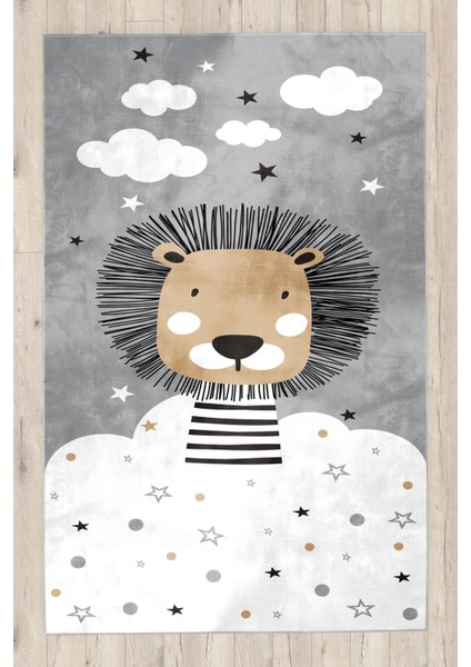 Sevimli Aslan Bambu Çocuk Odası Halısı