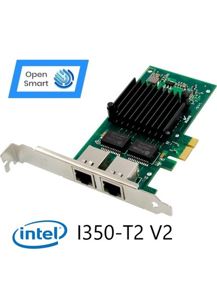 Open Smart 2 Port Intel I350-T2 1gbe Pcıe X1 Ethernet Kart - OPS7232NT