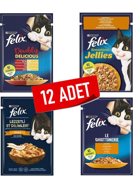 Tavuk Paketi - Tavuklu Karışık Yetişkin Kedi Yaş Maması - 12 Adet