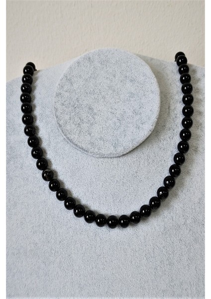 8 mm Siyah Turmalin Doğal Taş Kolye