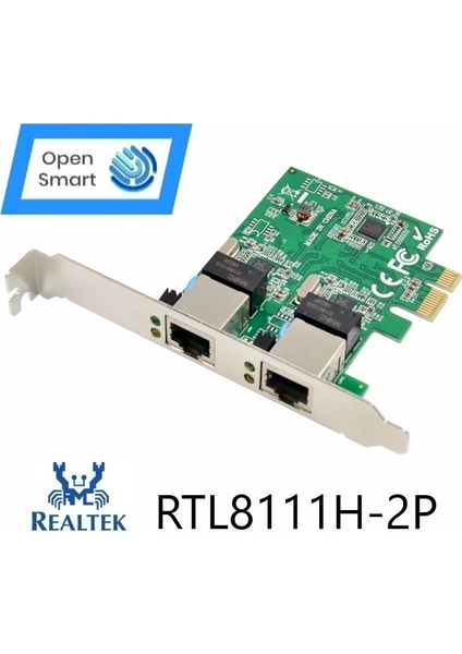 Open Smart 2 Port Realtek RTL8111H 1gbe Pcıe X1 Ethernet Kart - OPS7244RTL