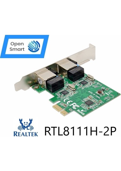 Open Smart 2 Port Realtek RTL8111H 1gbe Pcıe X1 Ethernet Kart - OPS7244RTL