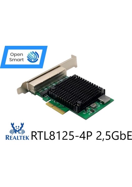 Open Smart 4 Port Realtek RTL8125B 2,5gbe Pcıe X4 Ethernet Kart - OPS7276RTL