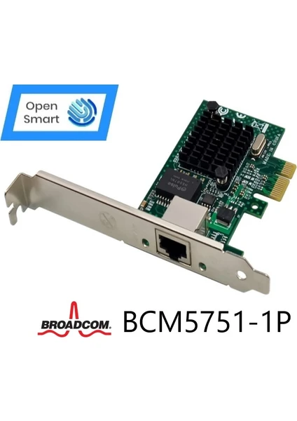 Open Smart 1 Port Broadcom BCM5751-1P 1gbe Pcıe X1 Ethernet Kart - OPS7292BCM