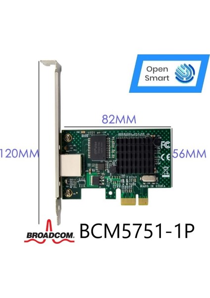 Open Smart 1 Port Broadcom BCM5751-1P 1gbe Pcıe X1 Ethernet Kart - OPS7292BCM