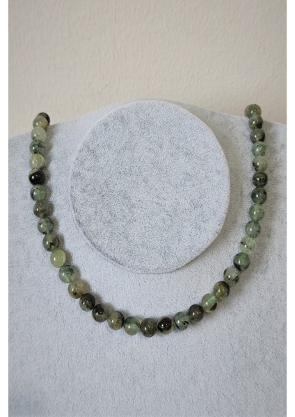 8 mm Prehnit Prinayt Doğal Taş Kolye