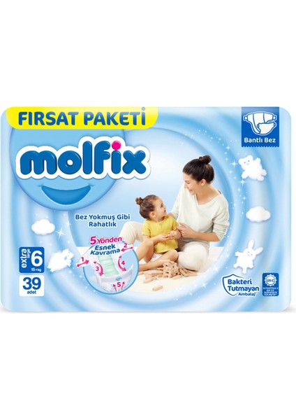 Molfix Bebek Bezi Fırsat Paketi 6 Beden 15+ kg 39 Adet