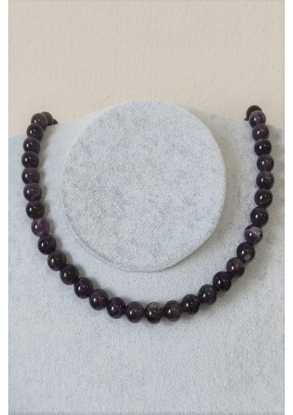 8 mm Ametist Doğal Taş Kolye