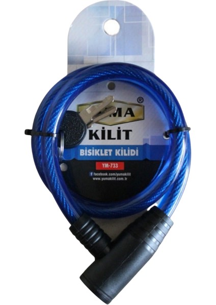 Kablolu Bisiklet Kilidi Anahtarlı Mavi ( Boy : 65CM-ÇAP : 12MM )