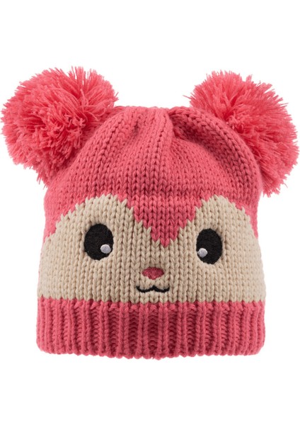 Kitti Aylık Kız Kulaklı Bere (0-18 Ay) K22110-04 Koyu Pembe
