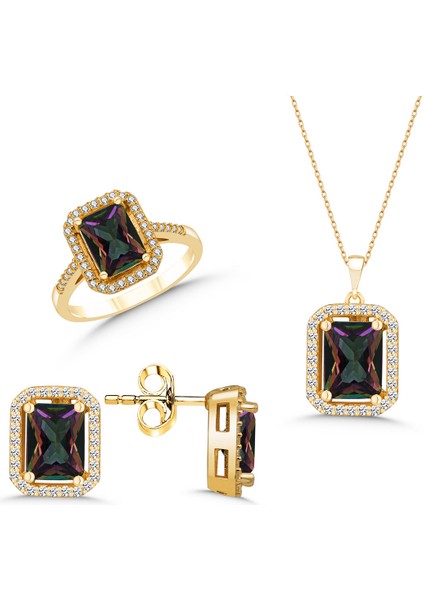 Mistik Topaz Gümüş Takı Seti