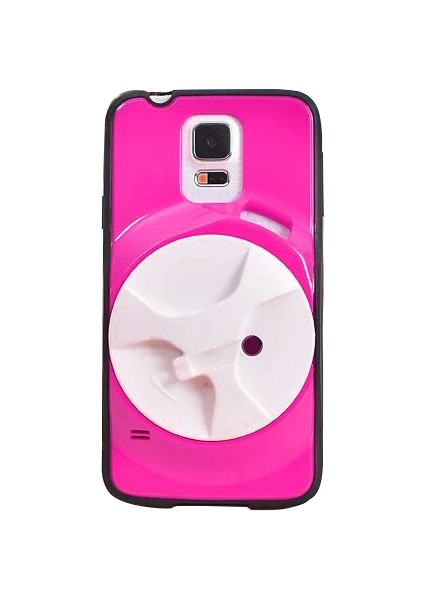 S5 (G900) Kulaklık Makaralı Arka Kapak Pembe
