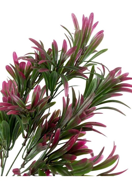 Yapay Çiçek Yeşil Bordo Renk Podocarpus Demeti 7dal 48 Çiçek Garnitür Aradal Dekoratif Yapay Bitki