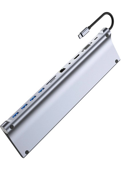 11 In 1 Type-C To Audio Port/3x USB 3.1 SD/RJ45/DP/HDMI/VGA/TYPE-C Macbook Çoklayıcı Adaptör