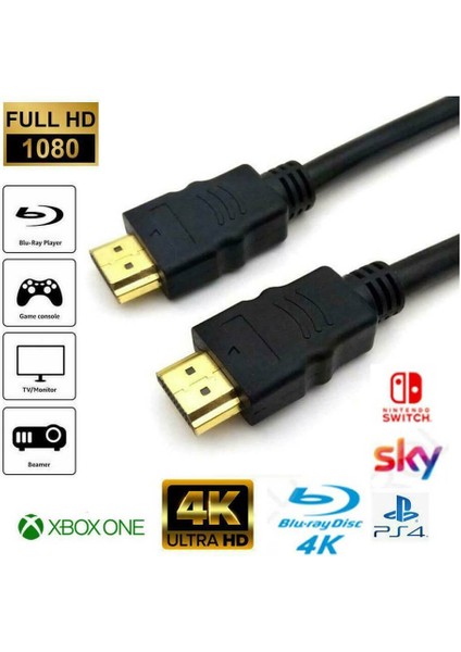 HDMI Kablo 4K 3D Ağ Destekli Altın Uçlu 4K 60Hz 18G Bps Ultra Hd 4K HDMI Kablosu - 30CM