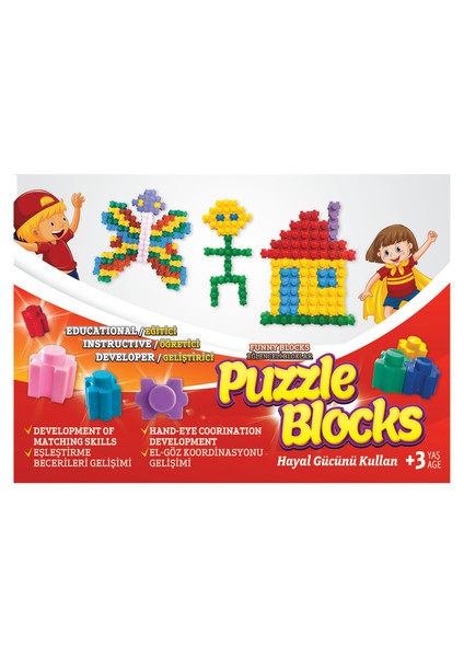 Funny Puzzle Blocks 300 Parça Plastik Kutulu Yapı Blokları