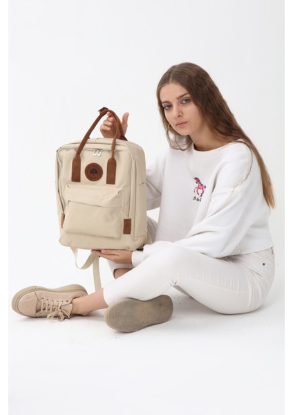 Unisex Su Geçirmez Imperteks Kumaş Deri Saplı Laptop Bölmeli Sırt Çantası