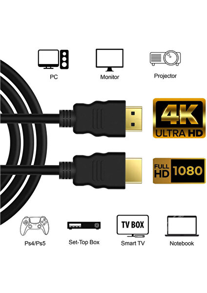 HDMI Kablo 4K 3D Ağ Destekli Altın Uçlu 4K 60Hz 18G Bps Ultra Hd 4K Ethernet HDMI Kablosu - 50CM