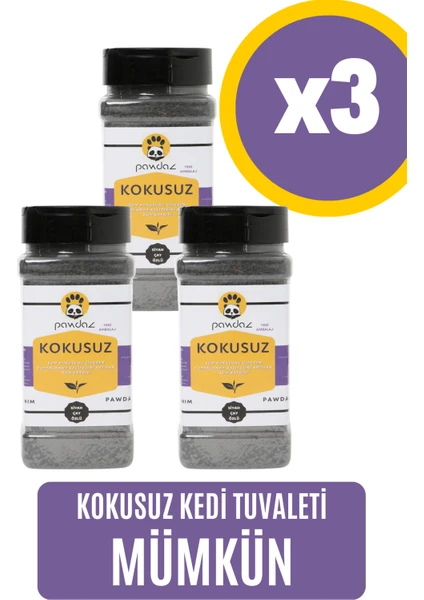 Kokusuz X3- Aktif Karbon ve Siyah Çay Özlü Kedi Kumu Kokusu Giderici