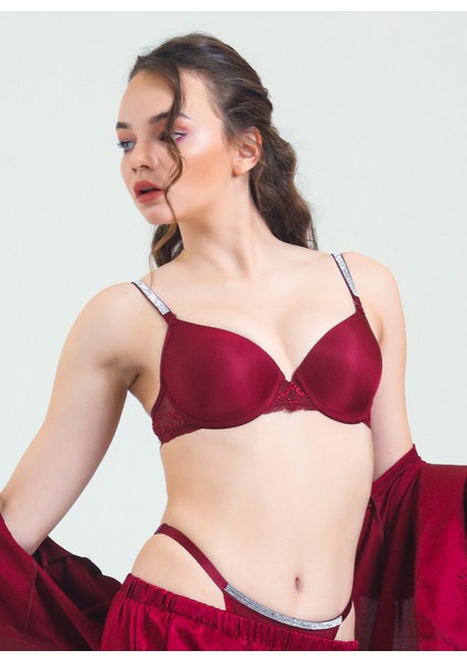 Destekli Sütyen, 85 C, Bordo