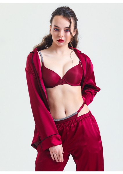 Destekli Sütyen, 85 C, Bordo