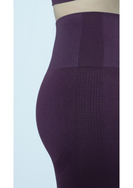Yüksek Bel Toparlayıcı Seamless Tayt ve Uzun Kollu Crop Takım