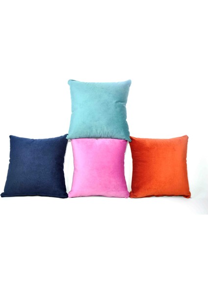 Dörtlü Renkli Elyaf Dolgulu Hazır Soft Kırlent 40X40 cm